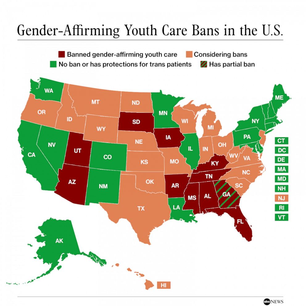 PHOTO: Gender-Affirming Youth Care Bans in the U.S.