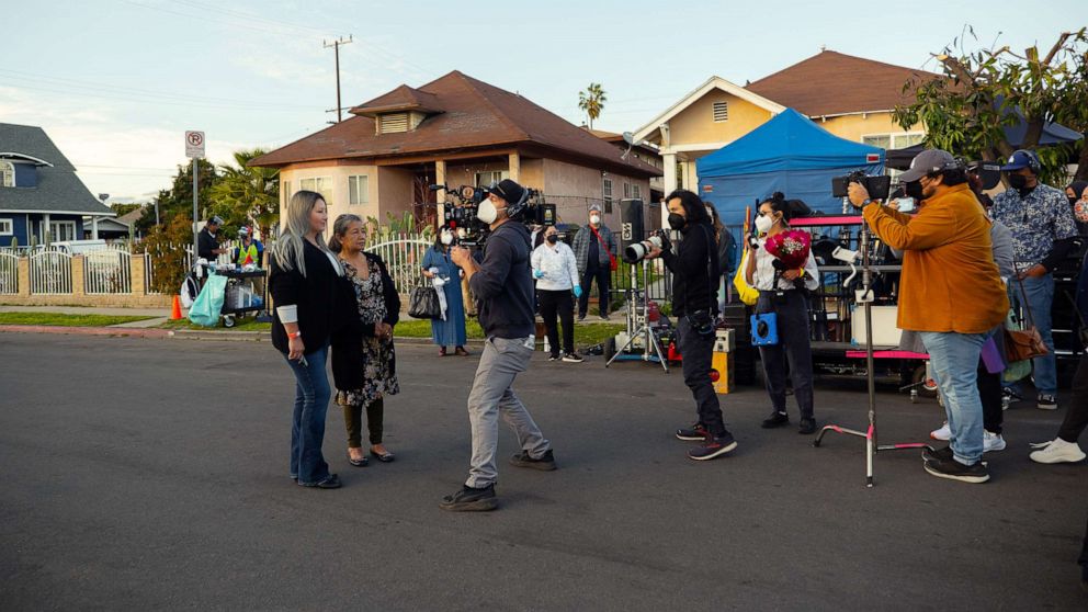 PHOTO: Filming on the set of the Netflix series "Gentefied" in 2021.