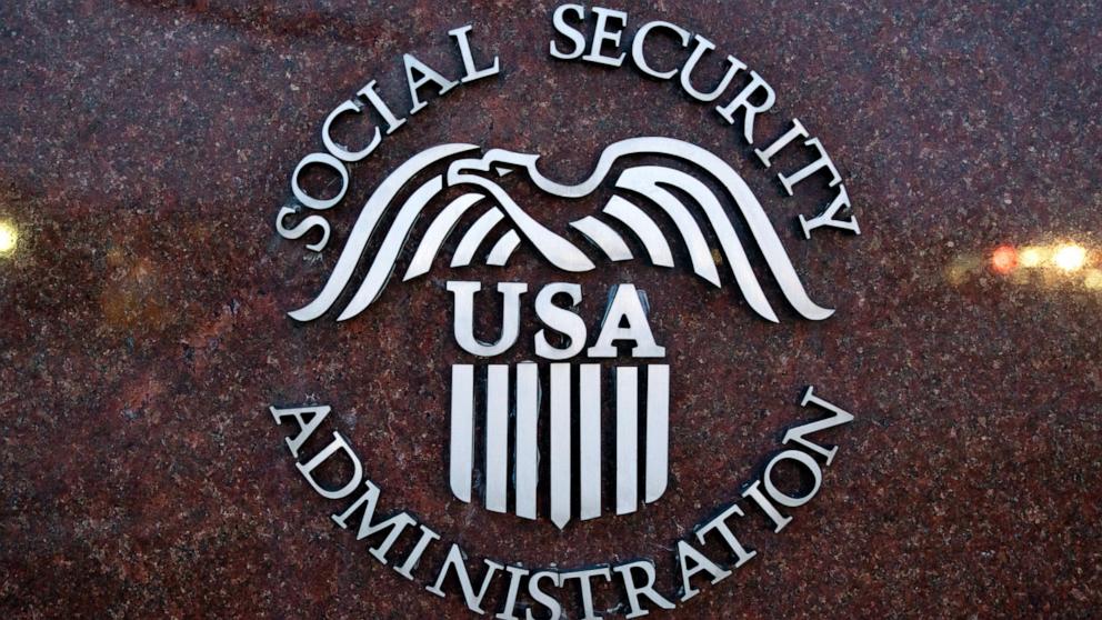 PHOTO: The seal of the U.S. Social Security Administration outside the agency's headquarters in Woodlawn, Maryland, Feb. 19, 2025.