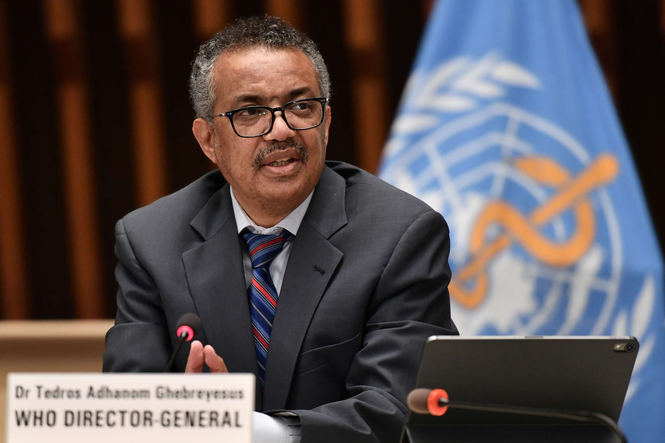 PHOTO: World Health Organization (WHO) Director-General Tedros Adhanom Ghebreyesus attends a press conference organised by the Geneva Association of United Nations Correspondents on July 3, 2020 in Geneva.