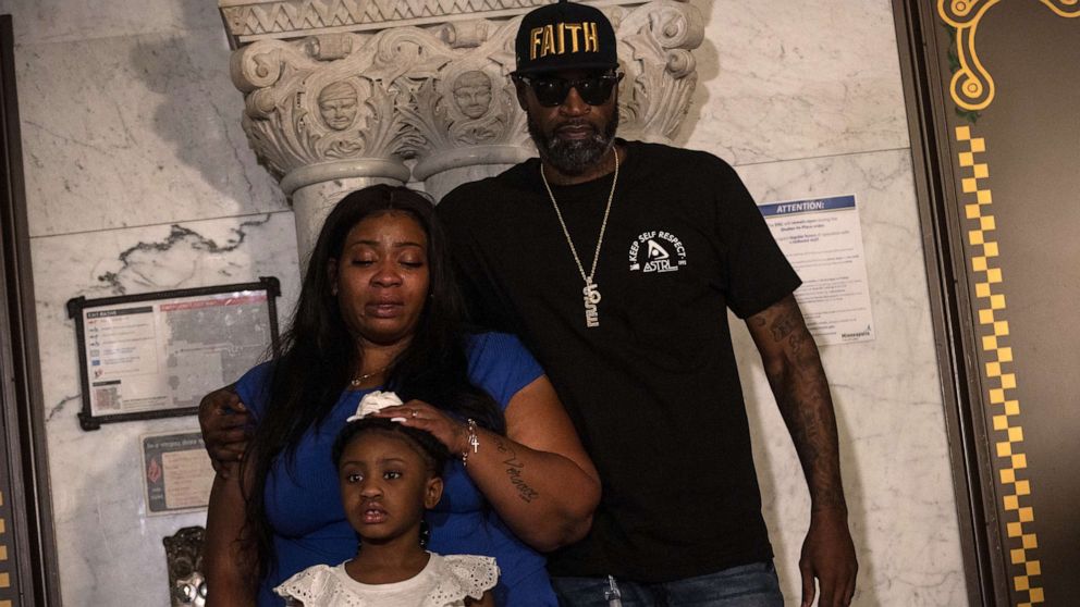 PHOTO: MINNEAPOLIS, MN - JUNE 2: Roxie Washington, the mother of George Floyd's daughter Gianna Floyd, attends a press conference on June 2, 2020 in St. Paul, Minnesota. 