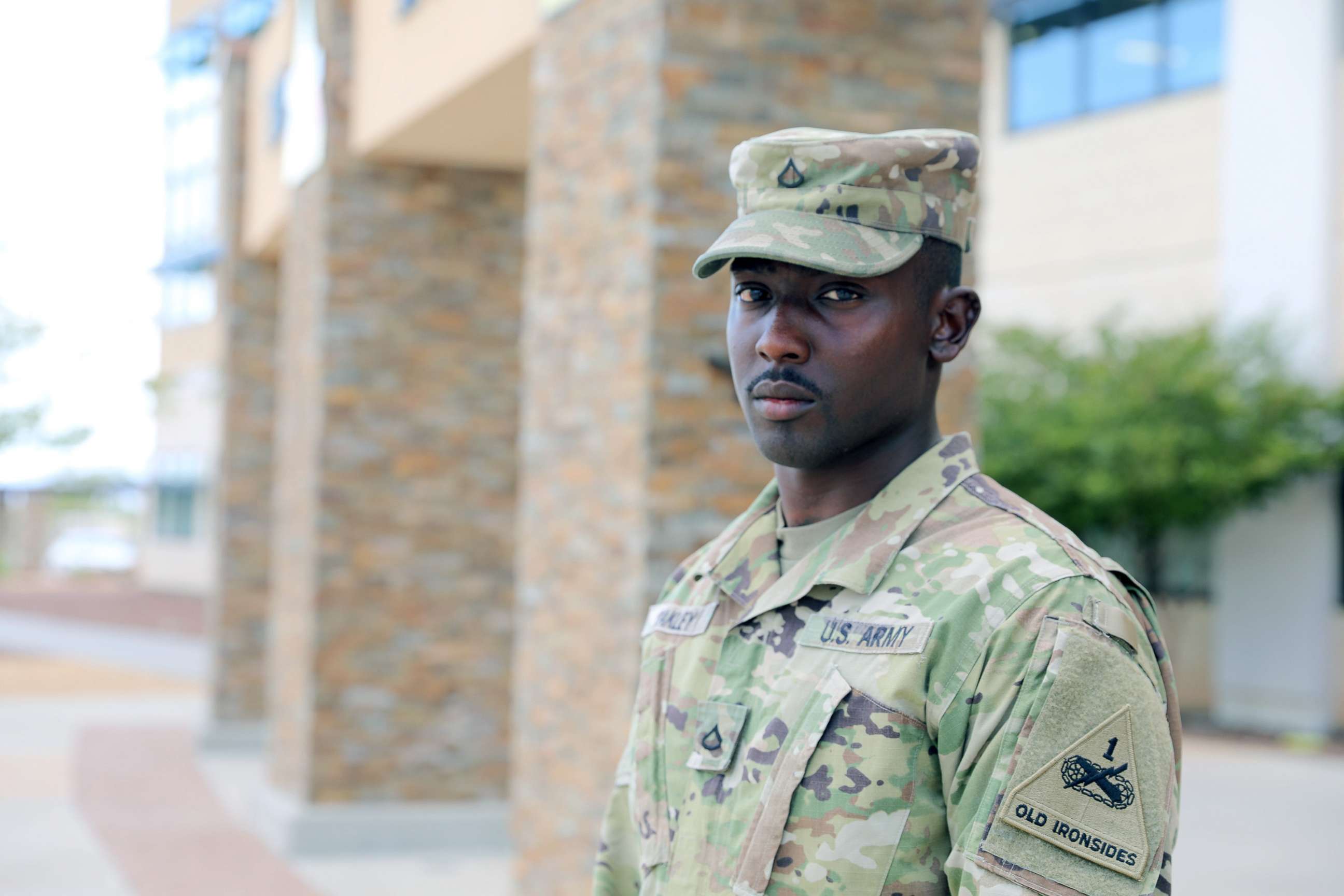 PHOTO: Pfc. Glendon Oakley, a native of Killeen, Texas and an automated logistical specialist in the U.S. Army assigned to Fort Bliss, helped children to safety during the mass shooting at a Walmart in El Paso, Texas, August 3, 2019.
