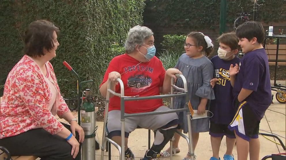 PHOTO: Dr. Grant Lashley is an ER physician from Louisiana who contracted COVID-19 and experienced a stroke. After 39 days on a ventilator and weeks relearning how to walk and do daily tasks, he reunited with his family. 