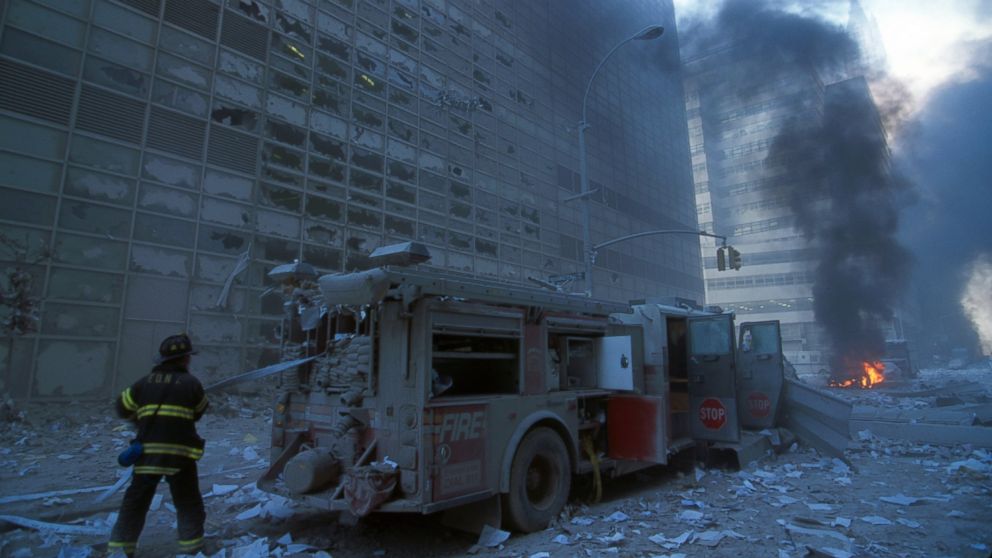 PHOTO: A New York Firefighter amid the rubble of the World Trade Centre following the 9/11 attacks.