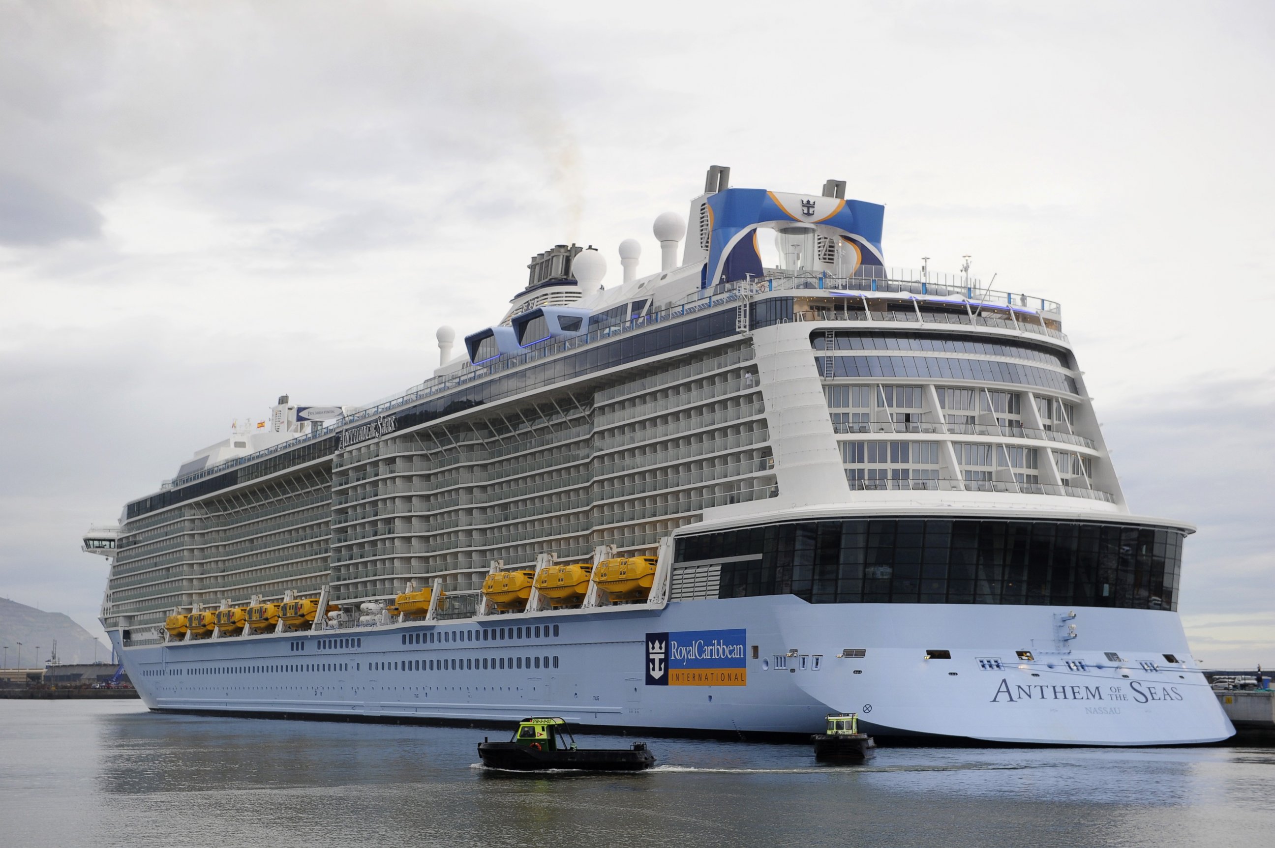 PHOTO: The Royal Caribbean's cruise liner 'Anthem Of The Seas', the third largest ship in the world, is moored at the port of Bilbao during its maiden voyage, on April 26, 2015. 