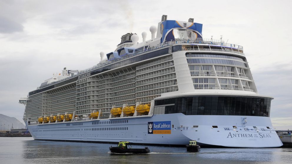 The Royal Caribbean's cruise liner 'Anthem Of The Seas', the third largest ship in the world, is moored at the port of Bilbao during its maiden voyage, on April 26, 2015. 