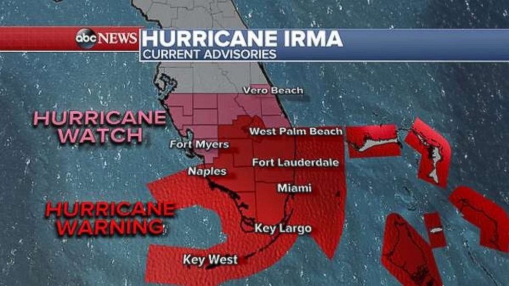 The first hurricane warnings for South Florida and the Florida Keys were issued at 11 p.m. on Thursday, Sept. 7, 2017.