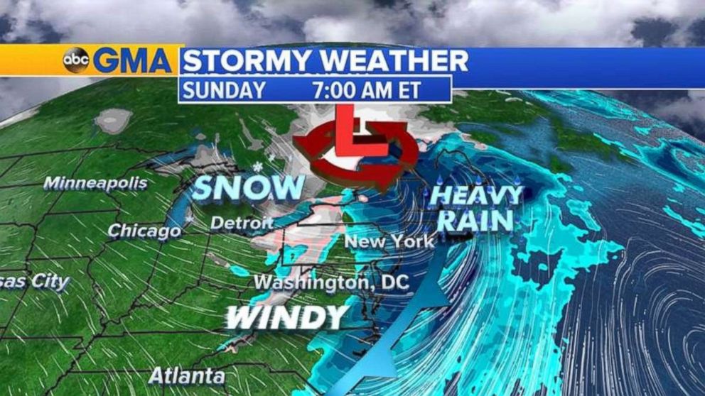 The Northeast will feel the effects of the storm on Sunday morning.