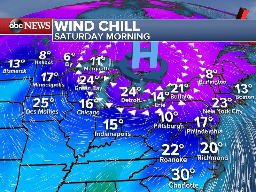 Wind chill temperatures on Saturday, Nov. 11, 2017 set records in the Northeast.