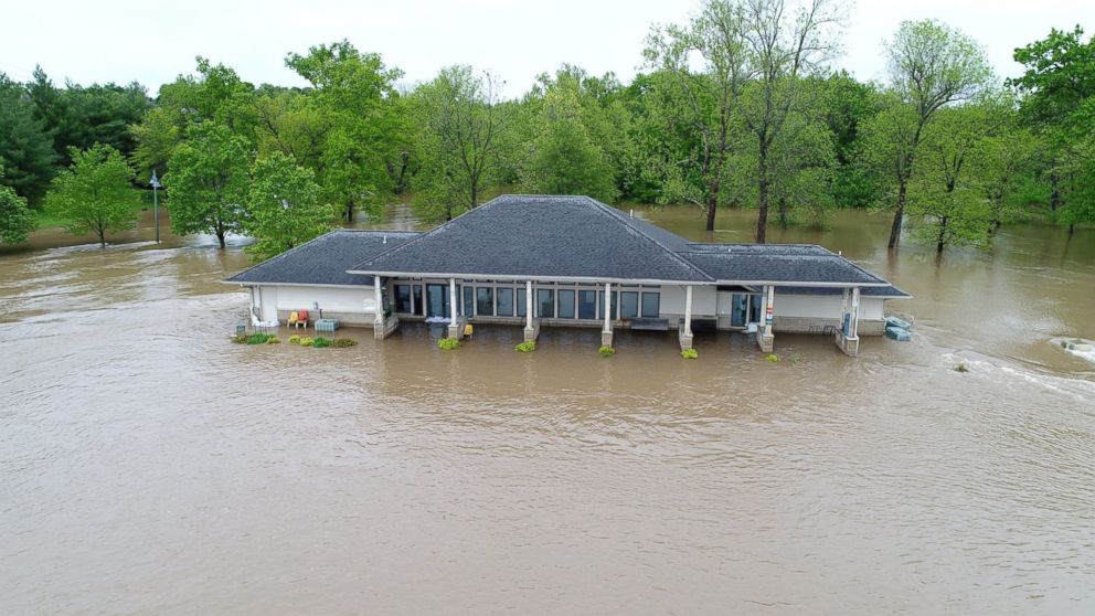 PHOTO: This image taken on April 30, 2017, shows flooding in the Ozark area south of Springfield, Mo. 