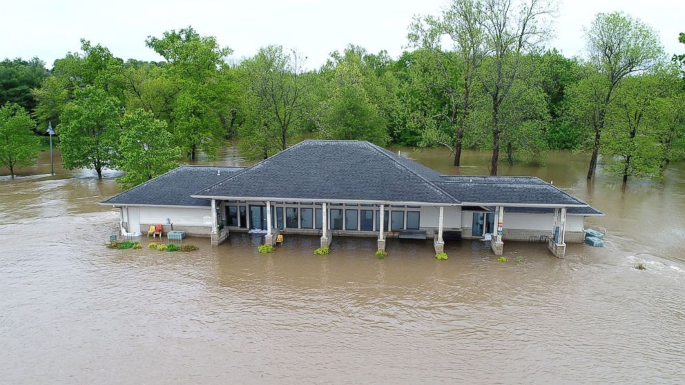 PHOTO: This image taken on April 30, 2017, shows flooding in the Ozark area south of Springfield, Mo. 