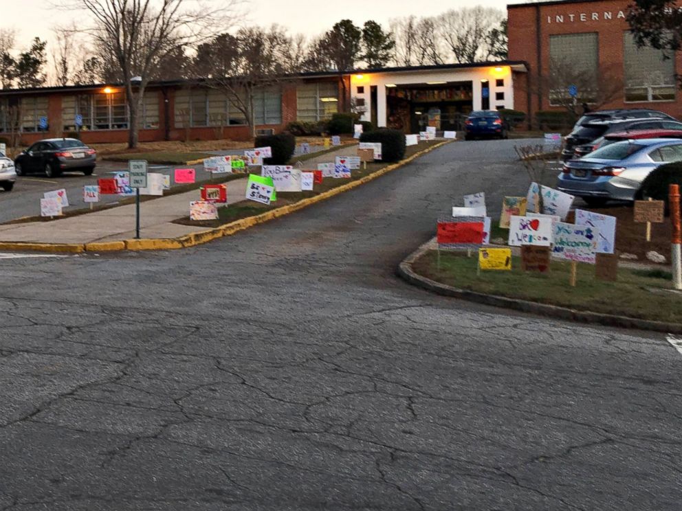 PHOTO: Danny Vincent hosted a sign-making party with family and friends in her DeKalb County, Georgia, home to make signs of support for the International Community School