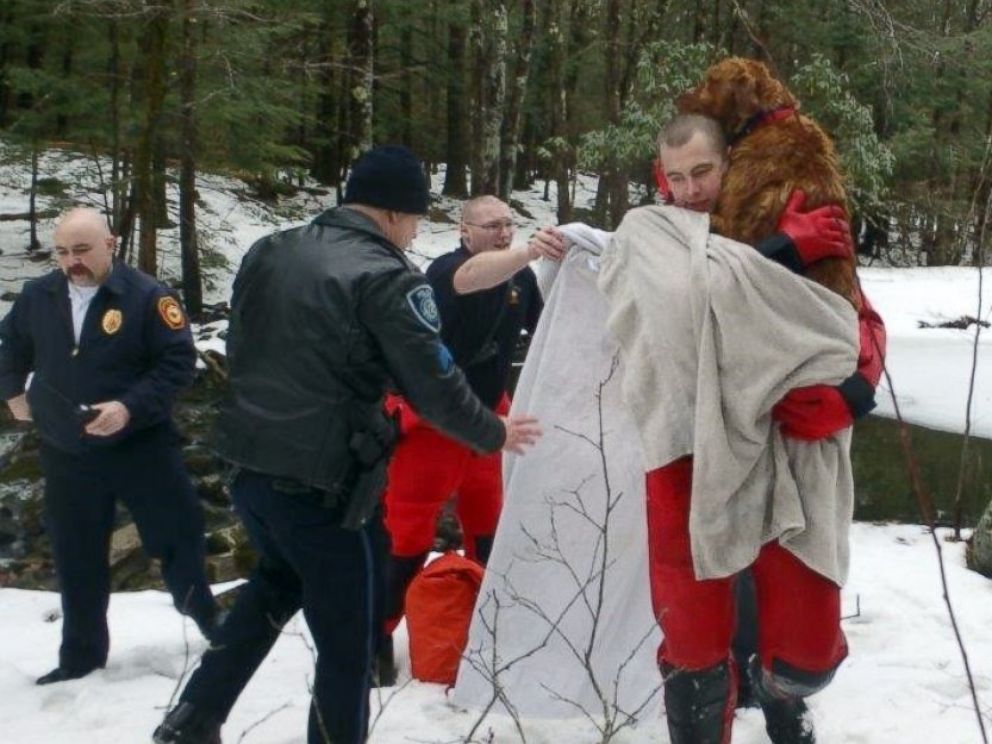 PHOTO: A 3-year-old golden retriever was rescued from a frozen pond in his owner's backyard in North Hampton, N.H.