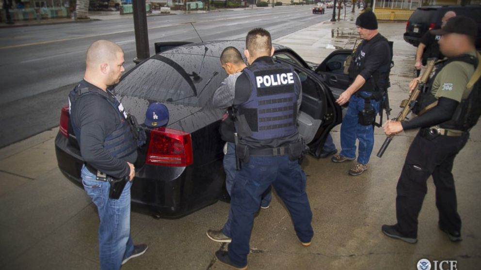 Foreign nationals were arrested this week during a targeted operation conducted by U.S. Immigration and Customs Enforcement (ICE) aimed at immigration fugitives, re-entrants and at-large criminal aliens, Feb. 7, 2017 in Los Angeles, Calif. 