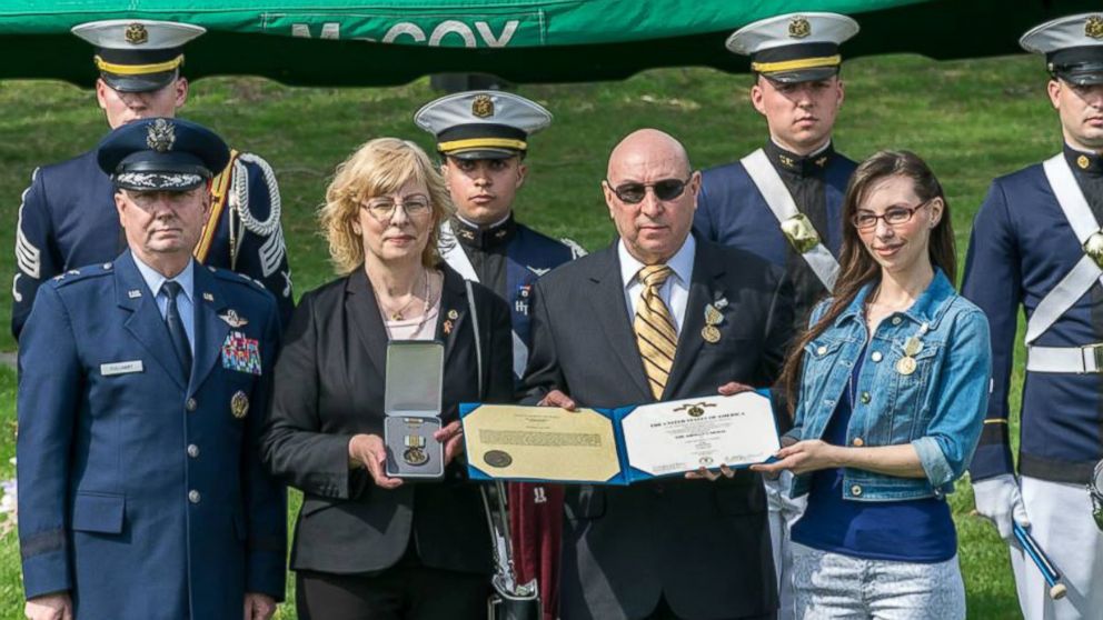 PHOTO:On April 9, 2015, Matthew La Porte was posthumously honored with the Airman's Medal for his heroism. The award was accepted by his family. 