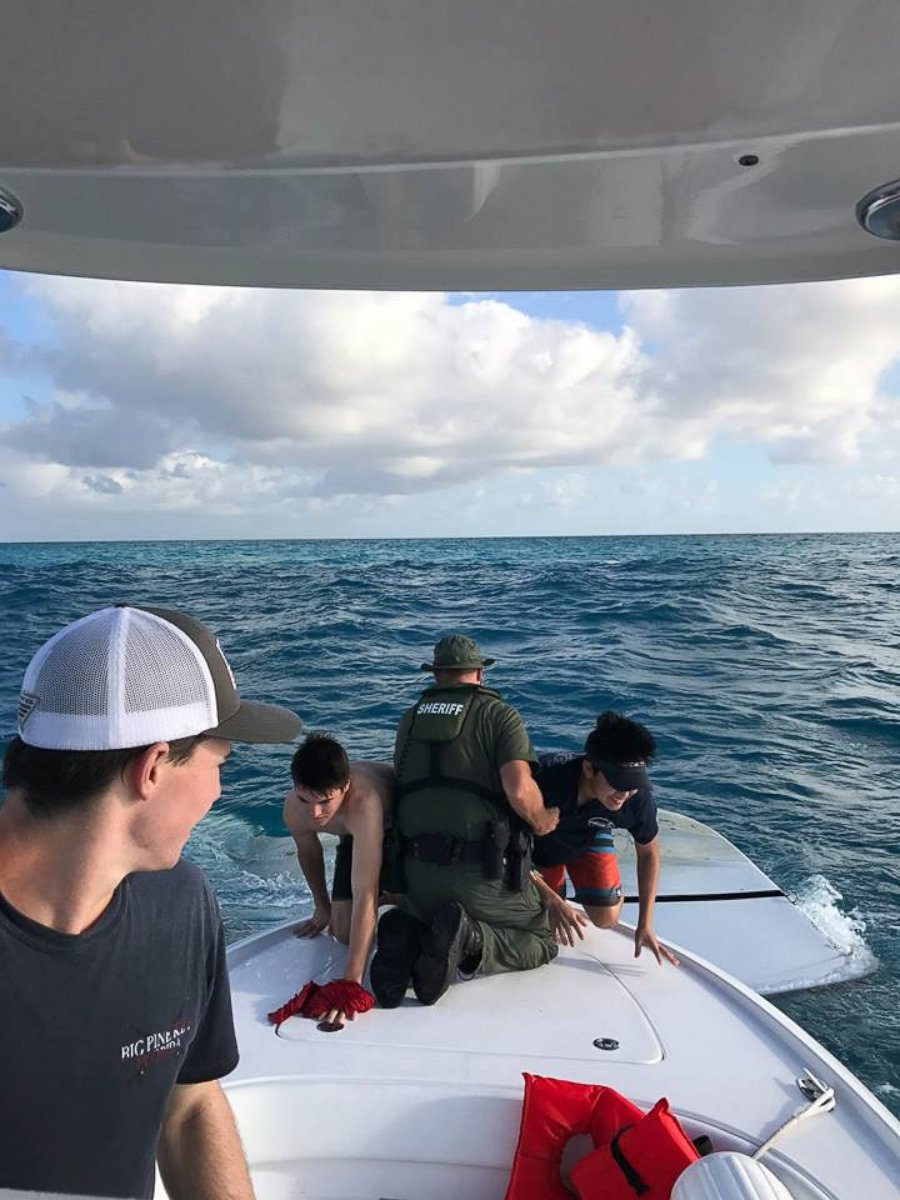 PHOTO: Three teens from California were rescued from a capsized boat off the Florida Keys, police said.