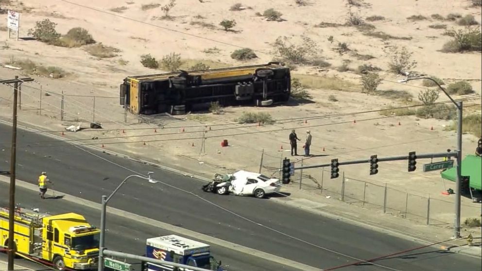 16 children in hospital, motorist dead, after school bus crash in Las ...