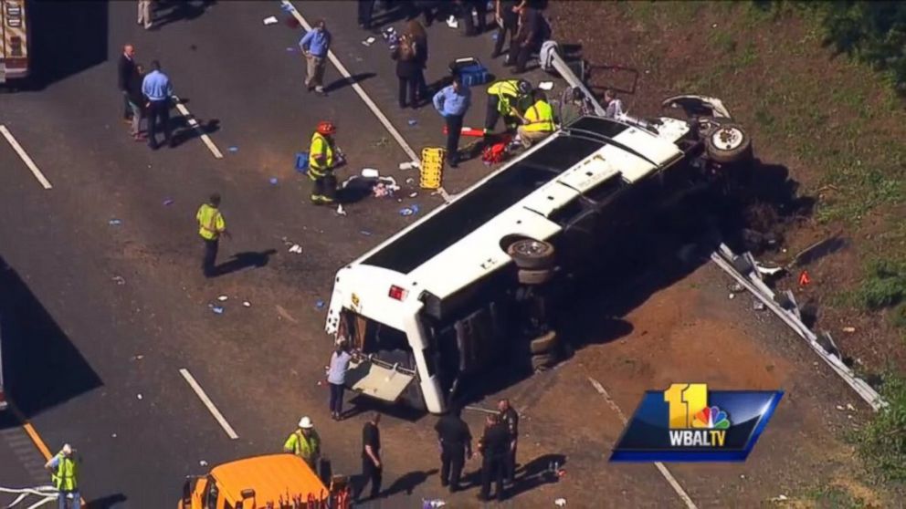 Bus carrying 8th-graders overturns on I-95 in Maryland, student and ...