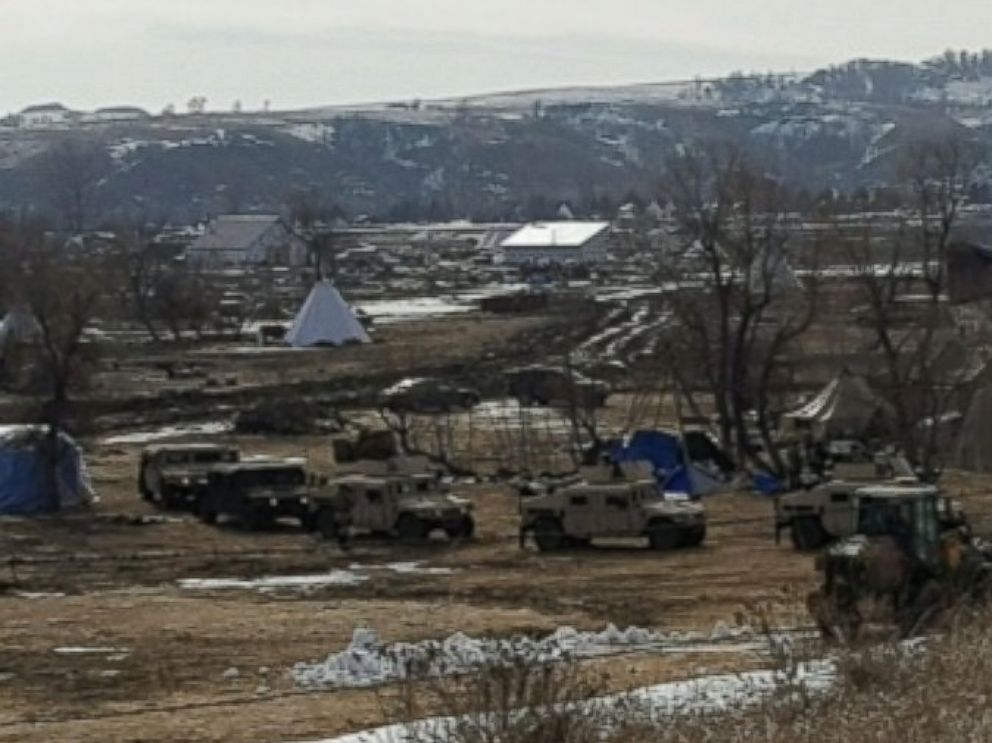 PHOTO: Authorities enter the Oceti Sakowin protest camp near Cannonball, North Dakota, on Feb. 23, 2017.