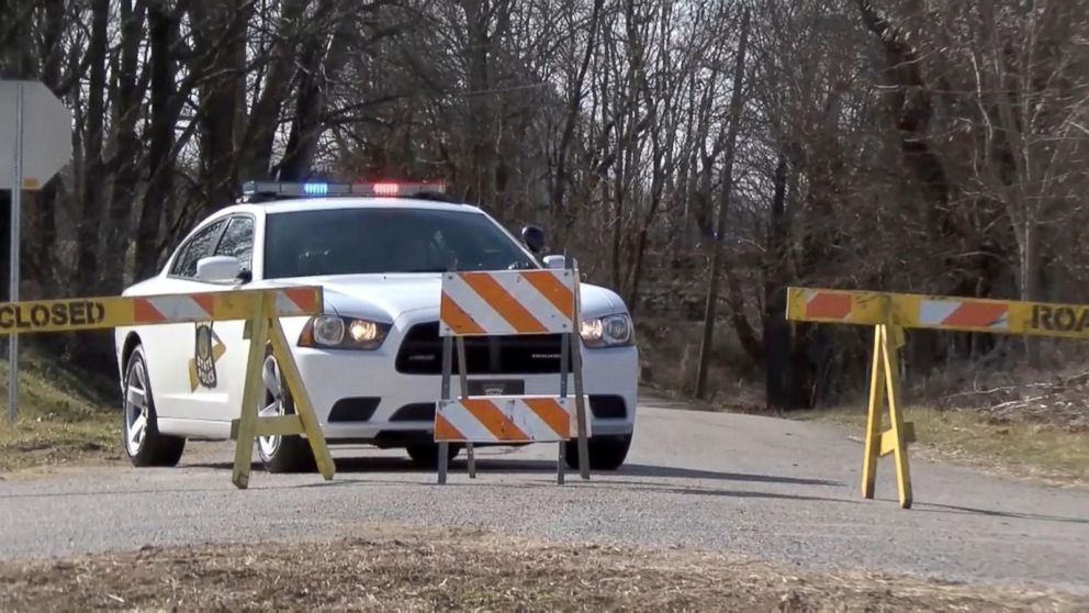 PHOTO: A cop car sits at the scene where the bodies of Abigail Williams and Liberty German were found in Delphi, Ind.