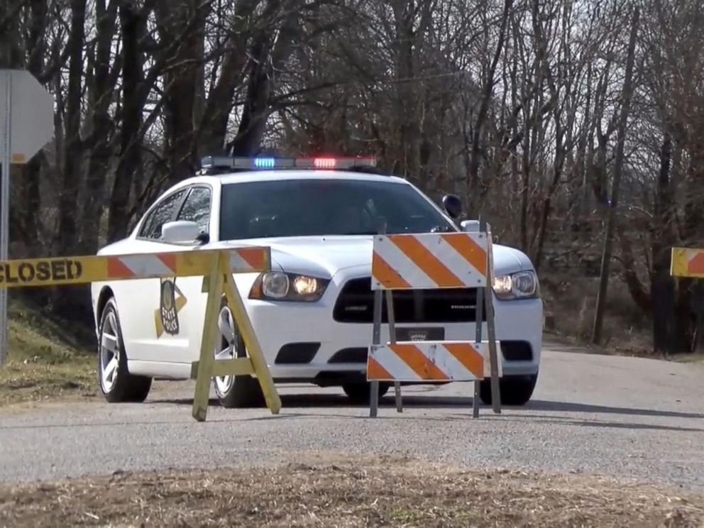 PHOTO: A cop car sits at the scene where two bodies were found in Delphi, Indiana.