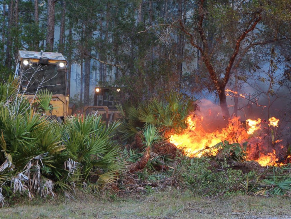 PHOTO: Polk County Fire Rescue posted this photo to their Facebook, April 22, 2017, showing the wildfire in Indian Lake Estates, Fla.