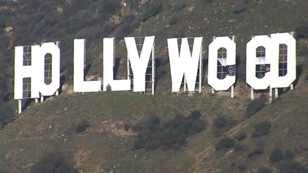 The iconic Hollywood sign was vandalized overnight in what appeared to be a New Year's Eve prank.