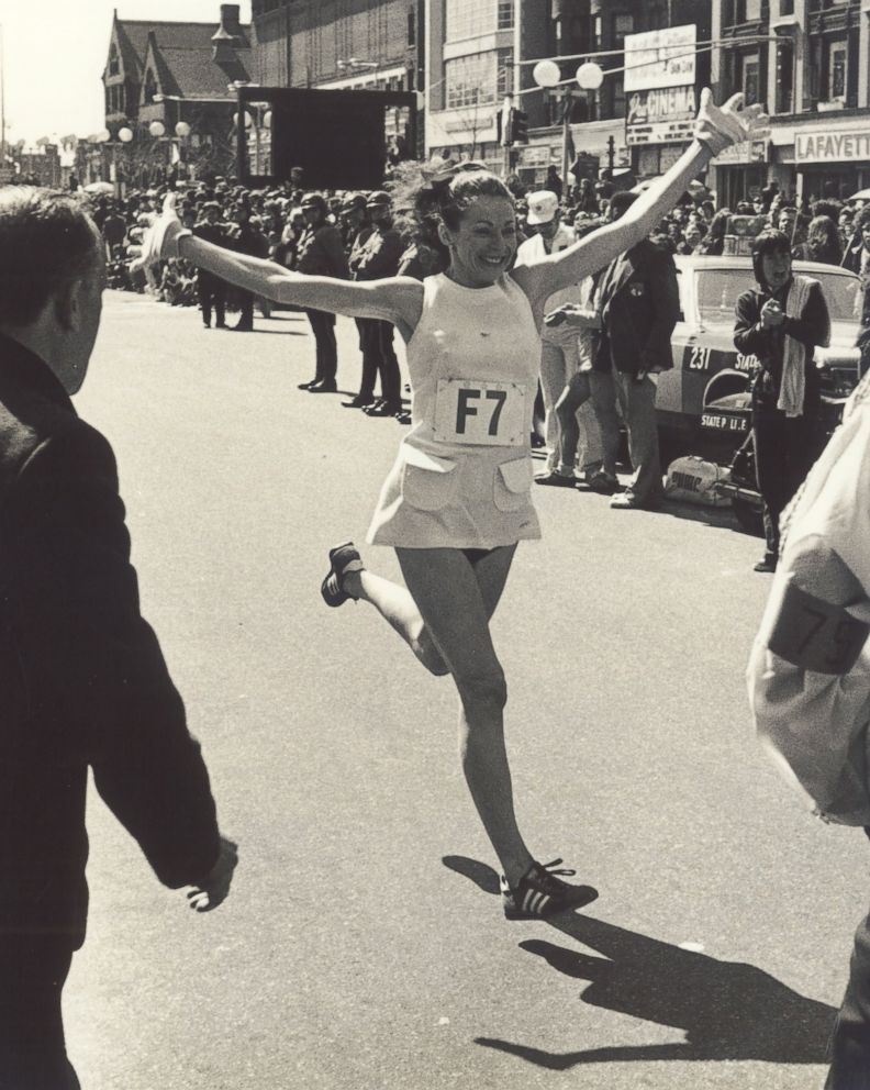 PHOTO: In 1975, Kathrine Switzer ran her personal best time in the Boston Marathon at 2:51.37.