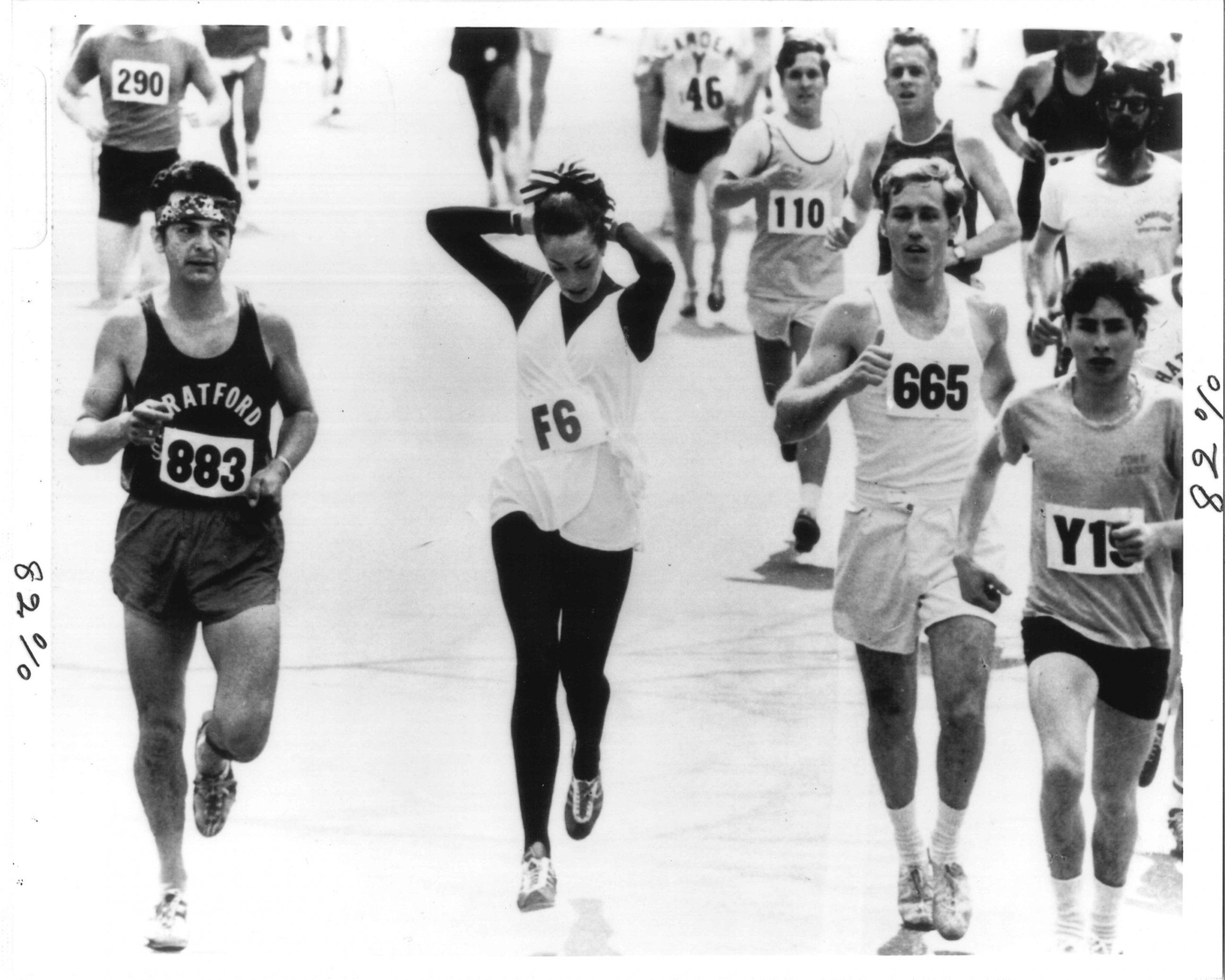 PHOTO: In 1972 Boston Marathon, women were officially allowed for the first time. A photographer caught Switzer pinning up her hair mid-race.