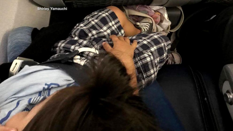 PHOTO: Shirley Yamauchi, of Hawaii, took photos of her 27-month-old son, Taizo, sitting on her lap while traveling on a United Airlines flight to Boston.