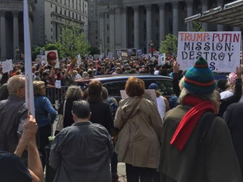 PHOTO: Tricia Viola posted this image to Instagram on June 3, 2017 with the caption, The scene in NYC. #marchfortruth #americaisgreatalready.