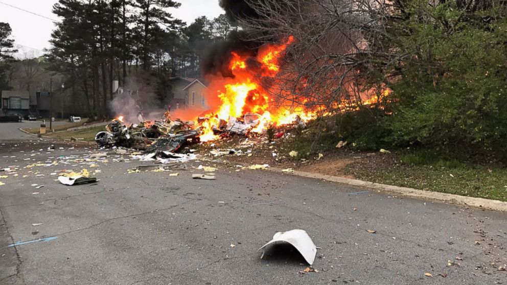A plane crashed in Kennesaw, Ga., March 24, 2017. 