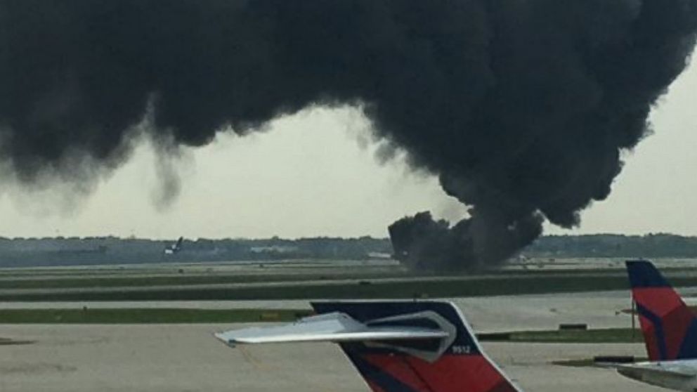 PHOTO: This image posted to Twitter shows American Airlines plane on fire at O'Hare International Airport in Chicago, Oct. 28, 2016.