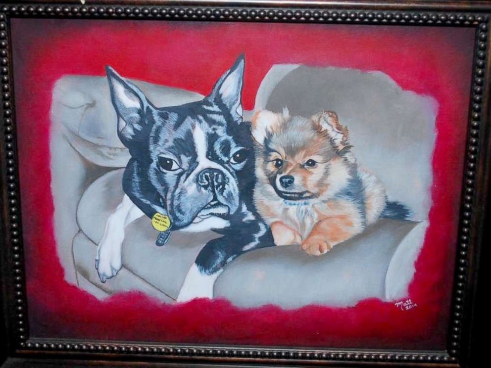PHOTO: Richard Matt’s painting of Joyce Mitchell’s pet dogs.