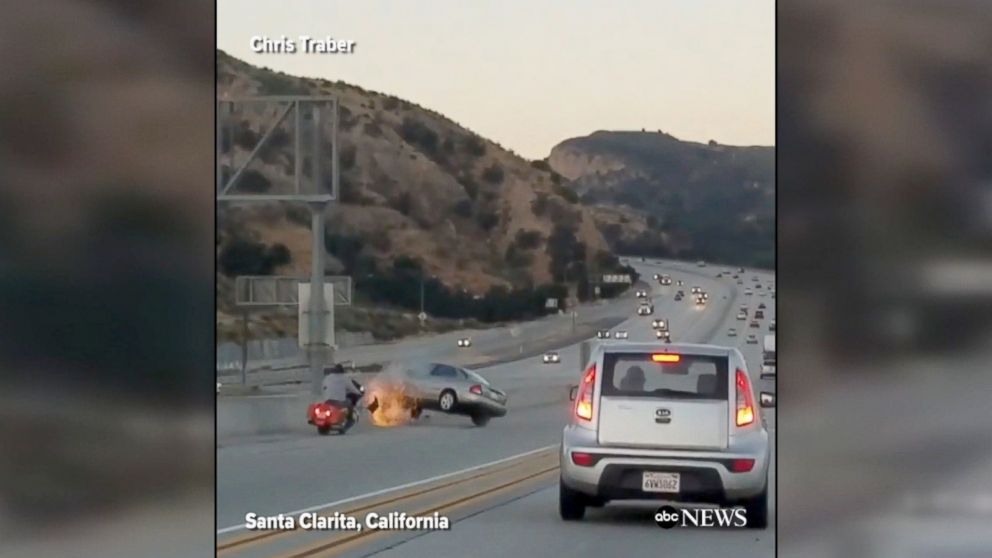 One person was injured after an apparent road rage accident caused a crash on State Road 14 in Santa Clarita, California.