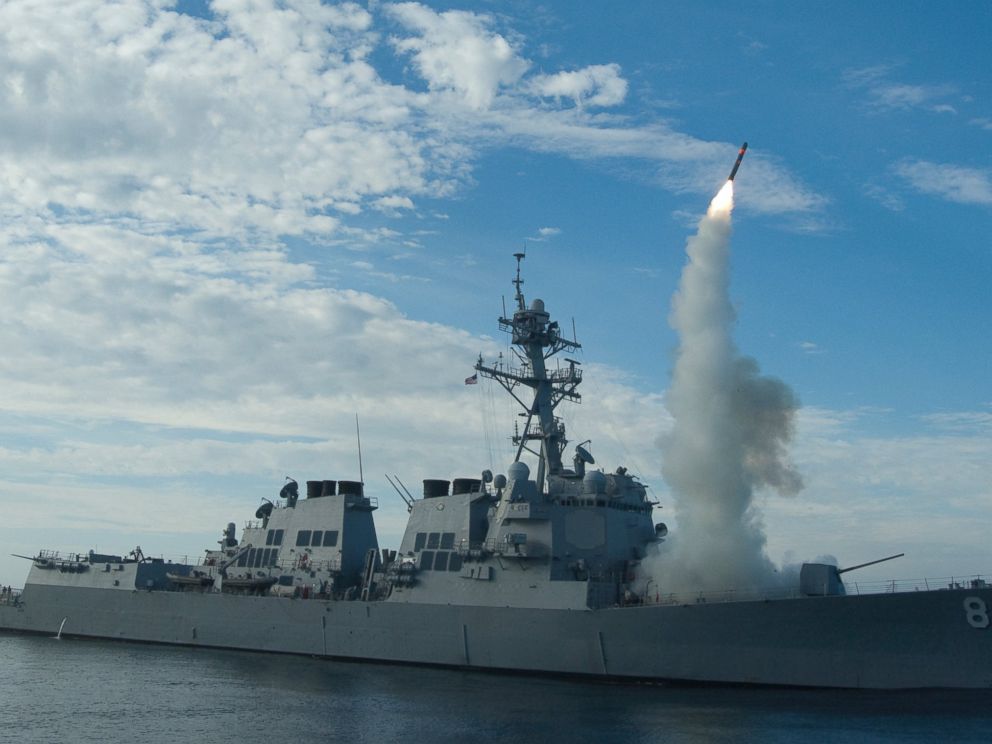 PHOTO: Sailors aboard the guided-missile destroyer USS Preble conduct an operational tomahawk missile launch.