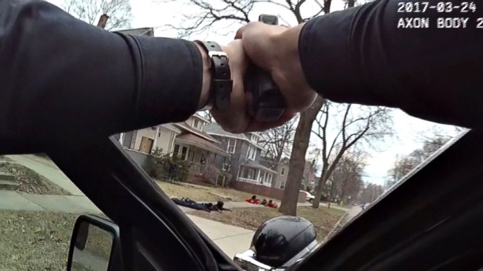 PHOTO: Police body camera footage shows unarmed youths detained at gunpoint, March 24, 2017, in Grand Rapids, Mich.