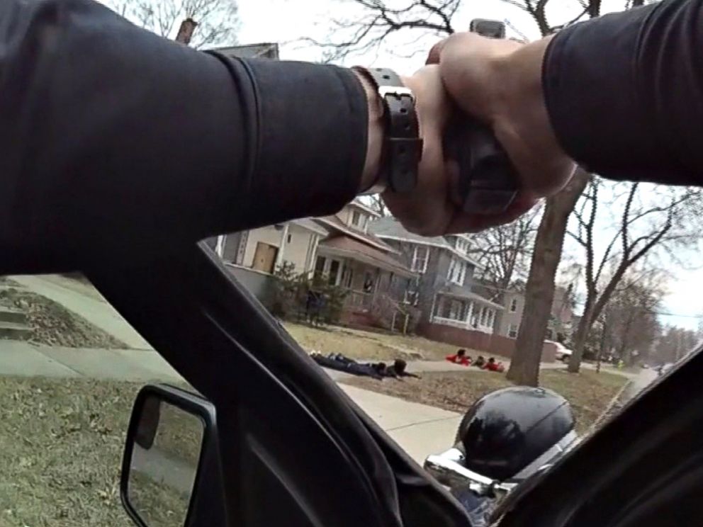 PHOTO: Police body camera footage shows unarmed youths detained at gunpoint, March 24, 2017, in Grand Rapids, Mich.