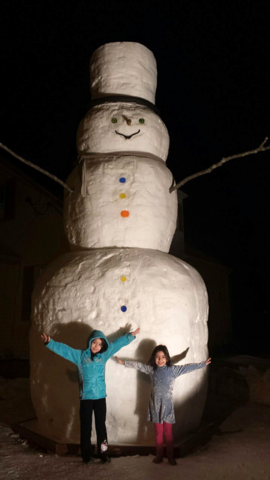 PHOTO: A father in Providence, Rhode Island built a 16-foot-tall snowman as a labor of love for his two daughters. 