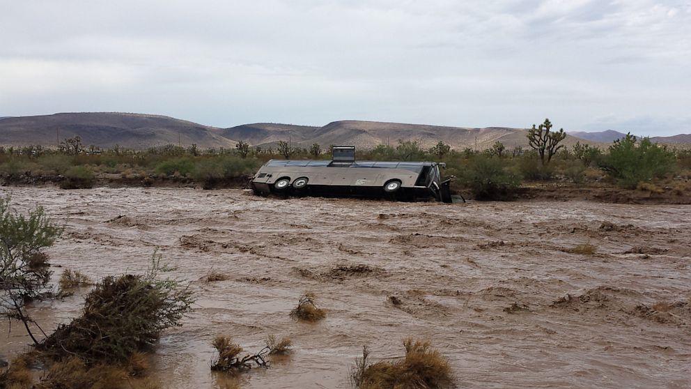 A tour bus was swept up in a flash flood in northern Arizona, Sunday, July 28, 2013, according to the Northern Arizona Consolidated Fire District No. 1.