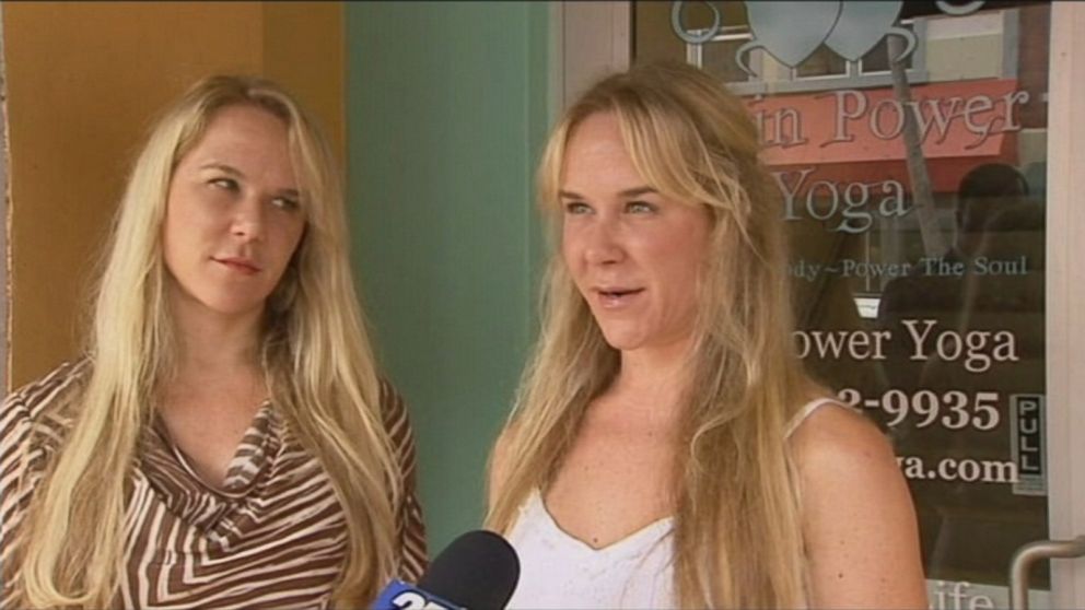 PHOTO:In this undated file photo, Alexandria Duval and her identical twin sister, Anastasia Duval, are interviewed in front of their former yoga studio.   