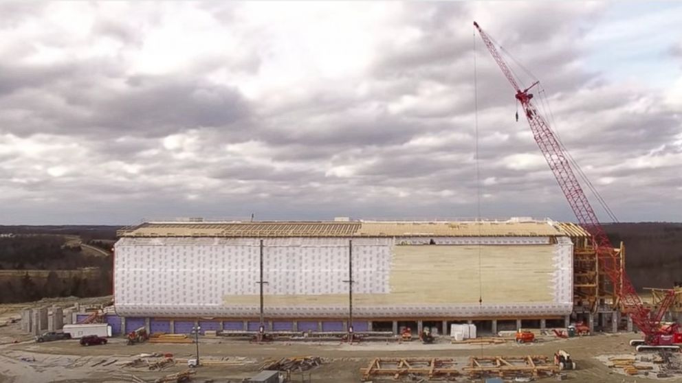 PHOTO: A "life size" Ark under construction at the future site for the Ark Encounter, a Noah’s Ark themed amusement park currently being built in Williamstown, Ky. 