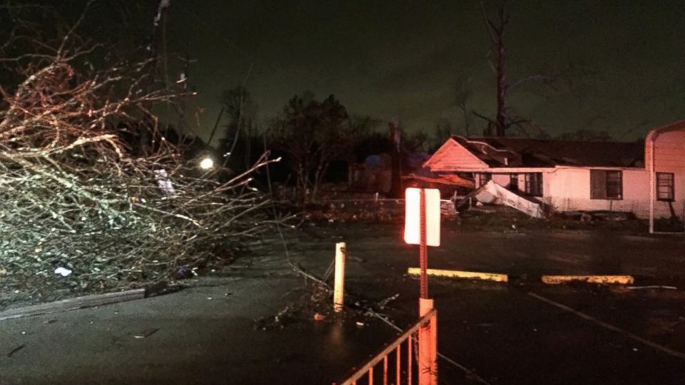 A photo from the Birmingham Fire and Rescue Service Department posted on December 25, 2015, showing damage that occurred in Birmingham, Alabama following a storm. 