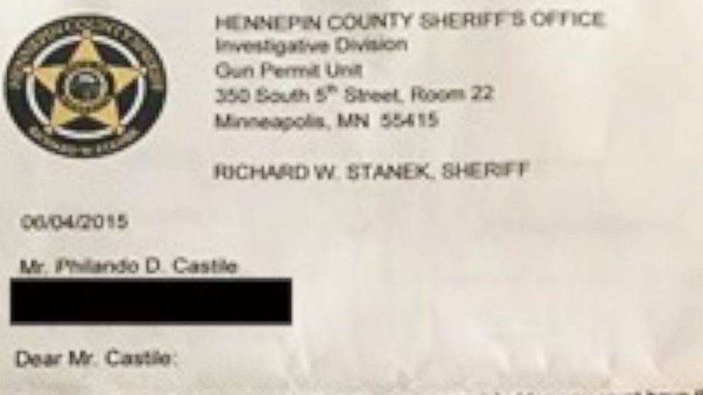 PHOTO: Philando Castile's family released a paper copy of his gun permit. 