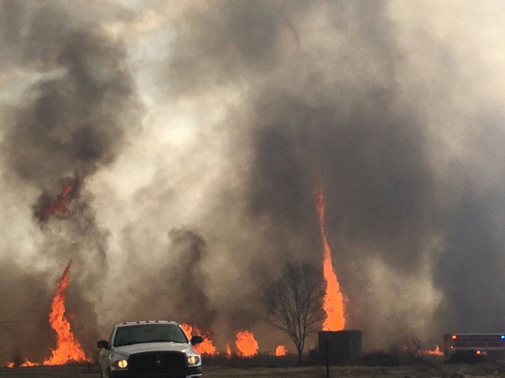 PHOTO: Fires broke out in Missouri and turned into whirls of flames in the air, due to high wind speeds, according to Dean Cull, Deputy Chief of the Southern Platte Fire Protection District.