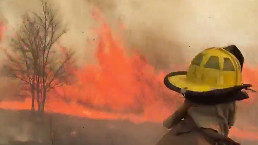 PHOTO: Fires broke out in Missouri and turned into whirls of flames in the air, due to high wind speeds, according to Dean Cull, Deputy Chief of the Southern Platte Fire Protection District.