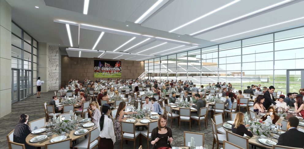 PHOTO: Texas' McKinney school district is slated to build one of the most expensive high school stadiums in the US. A rendering of the interior of the stadium, which will also include an event center. 