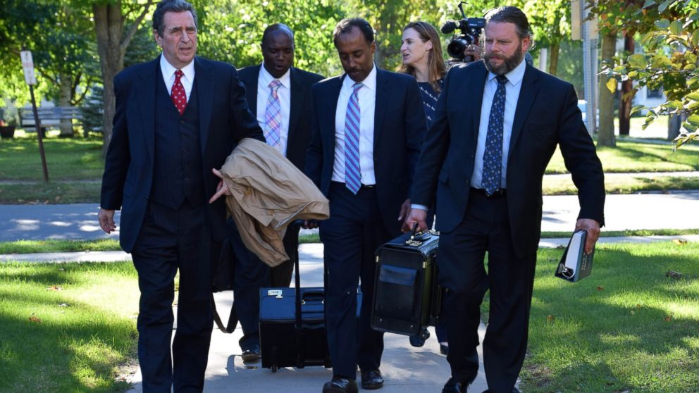 Nick Hillary defense team is seen in Canton, New York, Sept. 12, 2016.