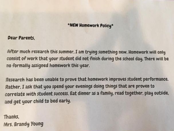 Texas Teacher Announces No Homework Policy For Class Abc News texas teacher s new homework policy goes viral