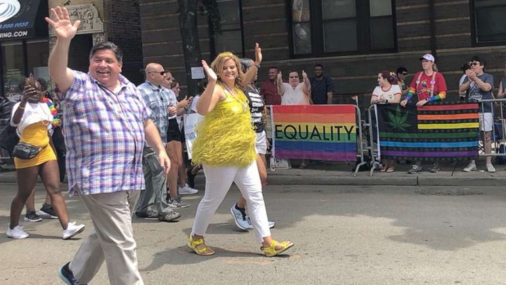 PHOTO: Illinois Governor Jay Pritzker marched in Chicago's pride parade on Sunday, June 30, 2019, after signing an executive order that aims to protect transgender students.